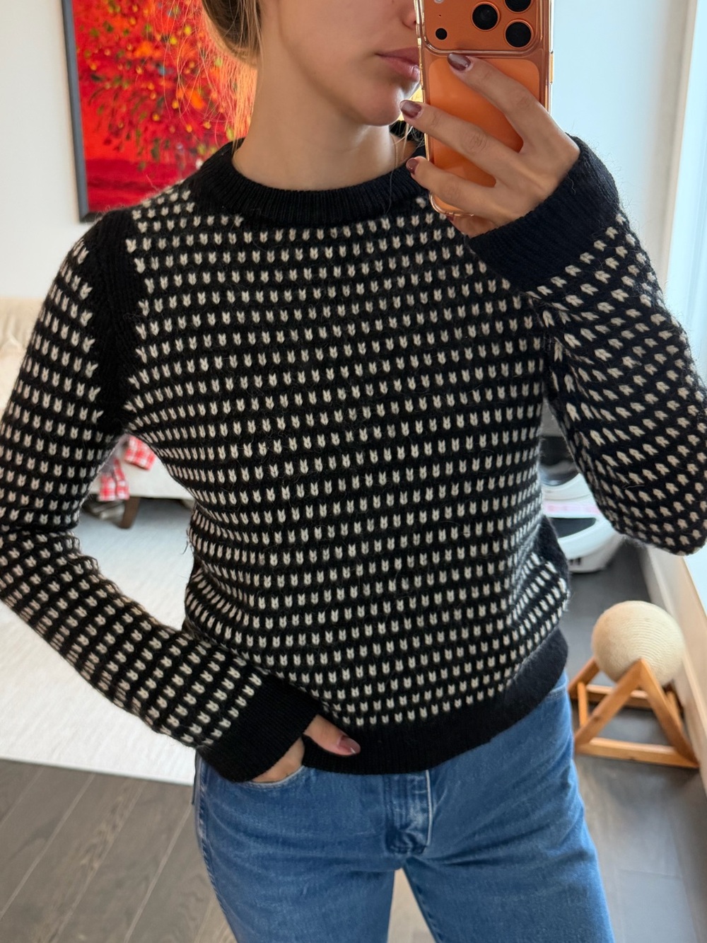 AYR Black & Cream Merino/Alpaca Knit Sweater